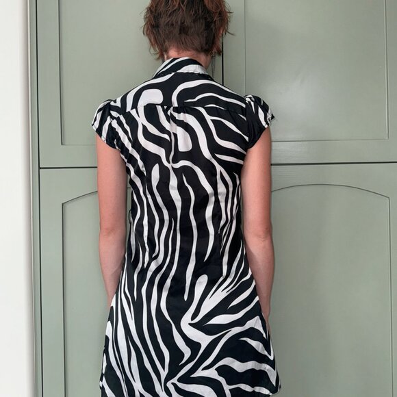 Y2k Zebra Print Collared Dress - Picture 7 of 8